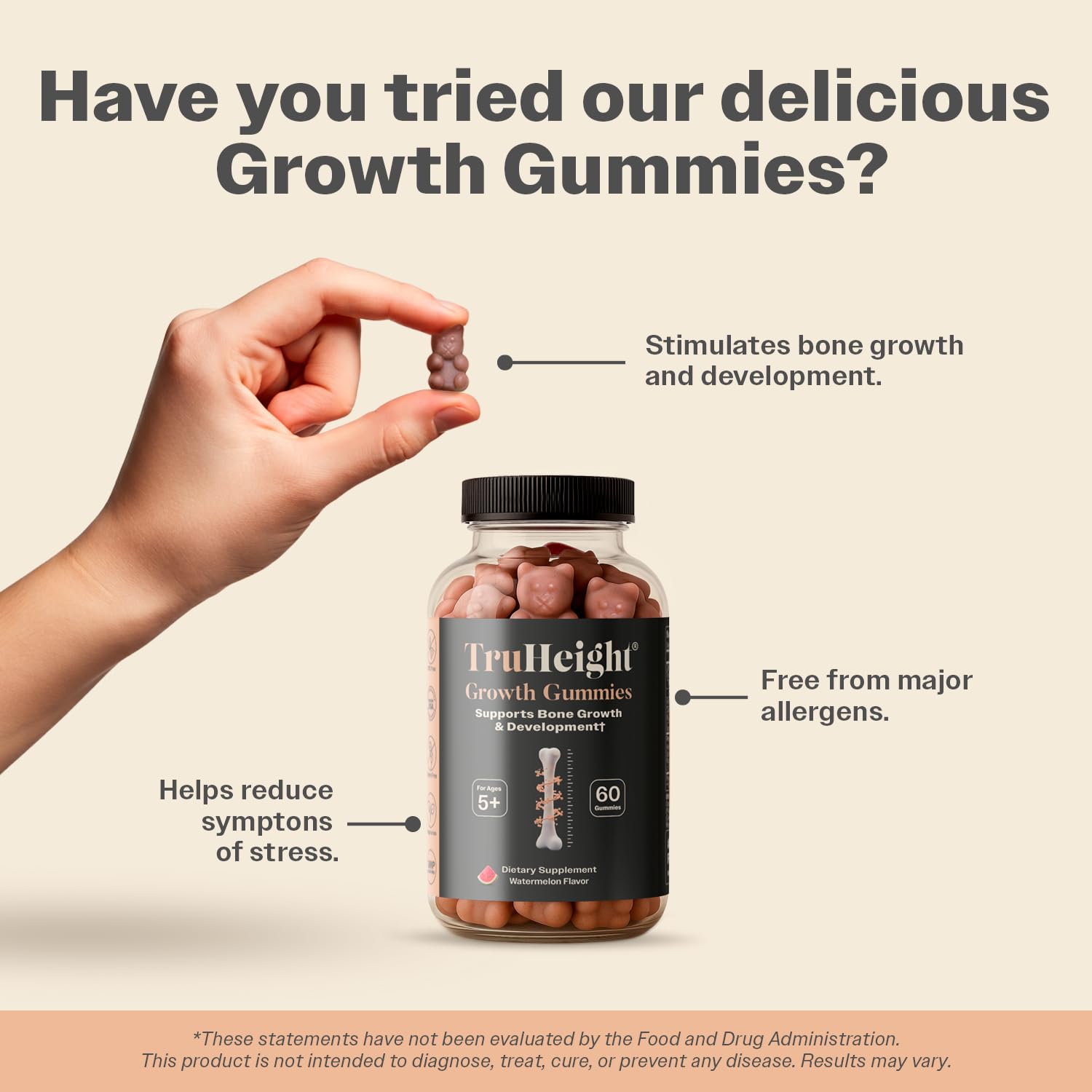 TruHeight Growth Gummies (Watermelon) Tall Nutrition for Natural Growth Supplement for Kids & Teens - Vitamin D, K, Calcium & Ashwagandha, Bone Strength Vitamins D3 K2, Picky Eater, Taller Ages 5+ ProHeight Au supplements