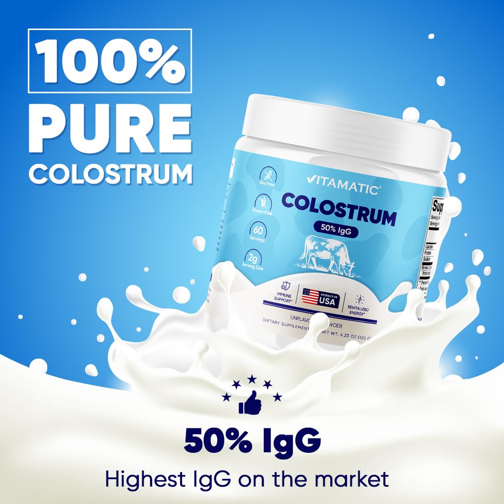 Vitamatic Bovine Colostrum Powder - 50% Highest IgG - Supplement for Gut Health Vitamatic Au supplements
