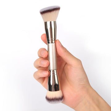Dual-Ended Foundation Brush: Round & Angled Pro-Grade makeup brushes, 100% Vegan Synthetic Makeup Brush for Flawless Blending and Application of Liquid, Powder, Cream, Blush dpolla Au supplements