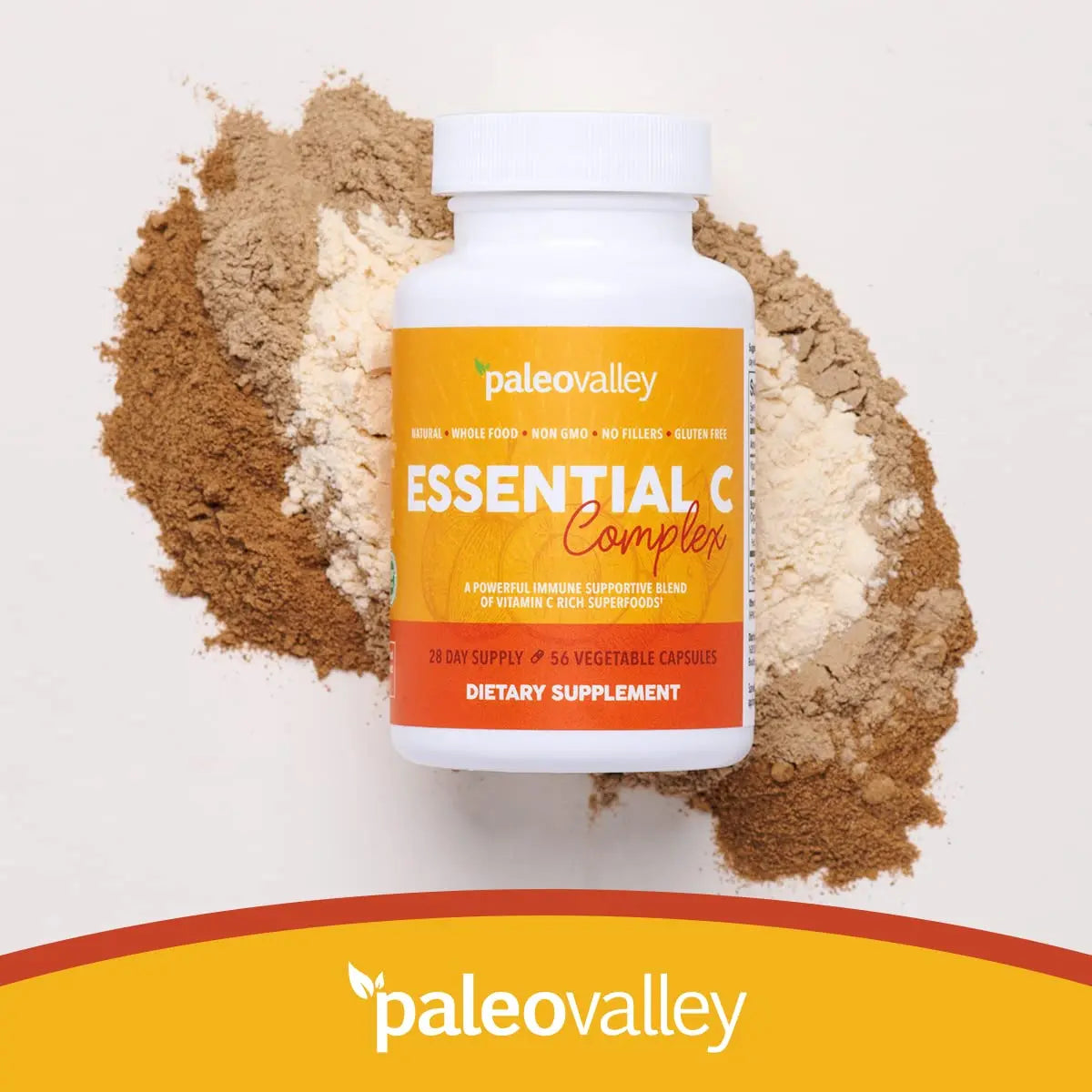 Paleovalley Essential C Complex - Vitamin C Supplement for Immune Support - 1 Pack, 450mg - Organic Superfoods Unripe Acerola Cherry, Camu Camu, Amla Berry - No Synthetic Ascorbic Acid - USA Made Paleovalley Au supplements