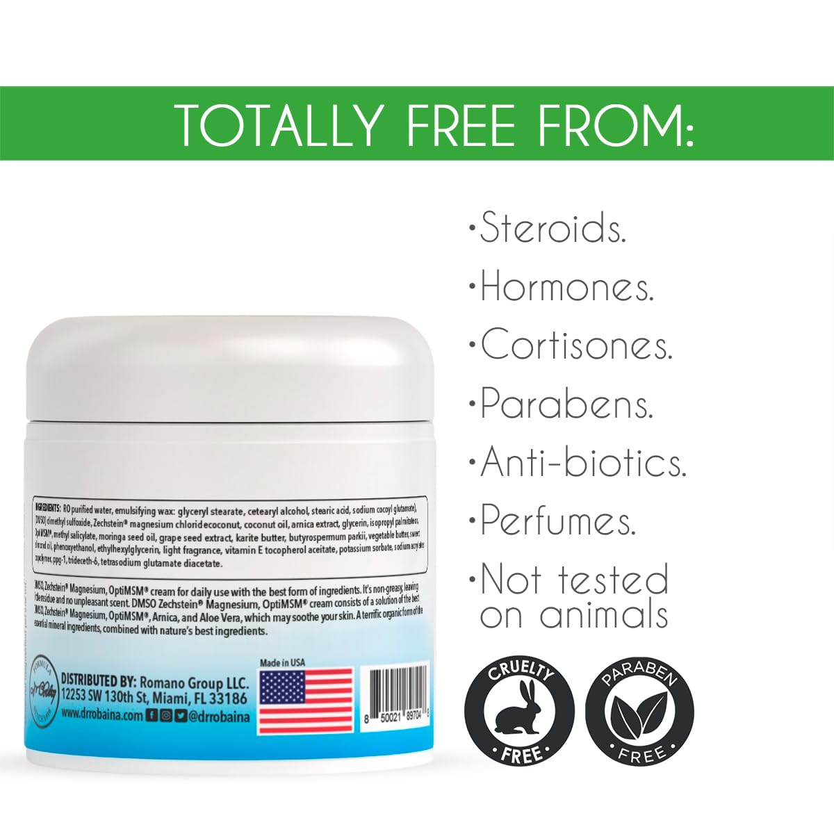 Dr. Robaina DMSO Cream - 99.9% Pure DMSO Pharmaceutical Grade | Formula with Zechstein Magnesium, Arnica, Aloe Vera, Vitamin E - 4 oz Dr. Robaina Au supplements