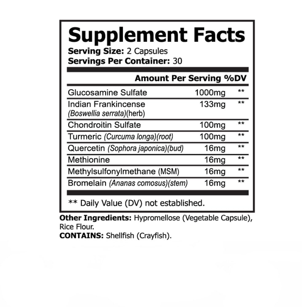 PureNature Joint Rest - Joint Support Supplement with Glucosamine, Chondroitin, Boswellia, MSM, Turmeric, Bromelain, – 60 Capsules PureNature Plus Au supplements