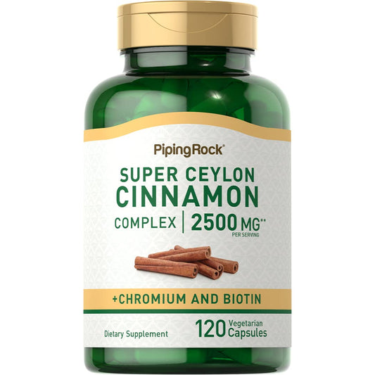 Piping Rock Ceylon Cinnamon Capsules | 120 Pills | Complex Supplement with Chromium and Biotin | Vegetarian, Non-GMO, Gluten Free Piping RockUS supplements
