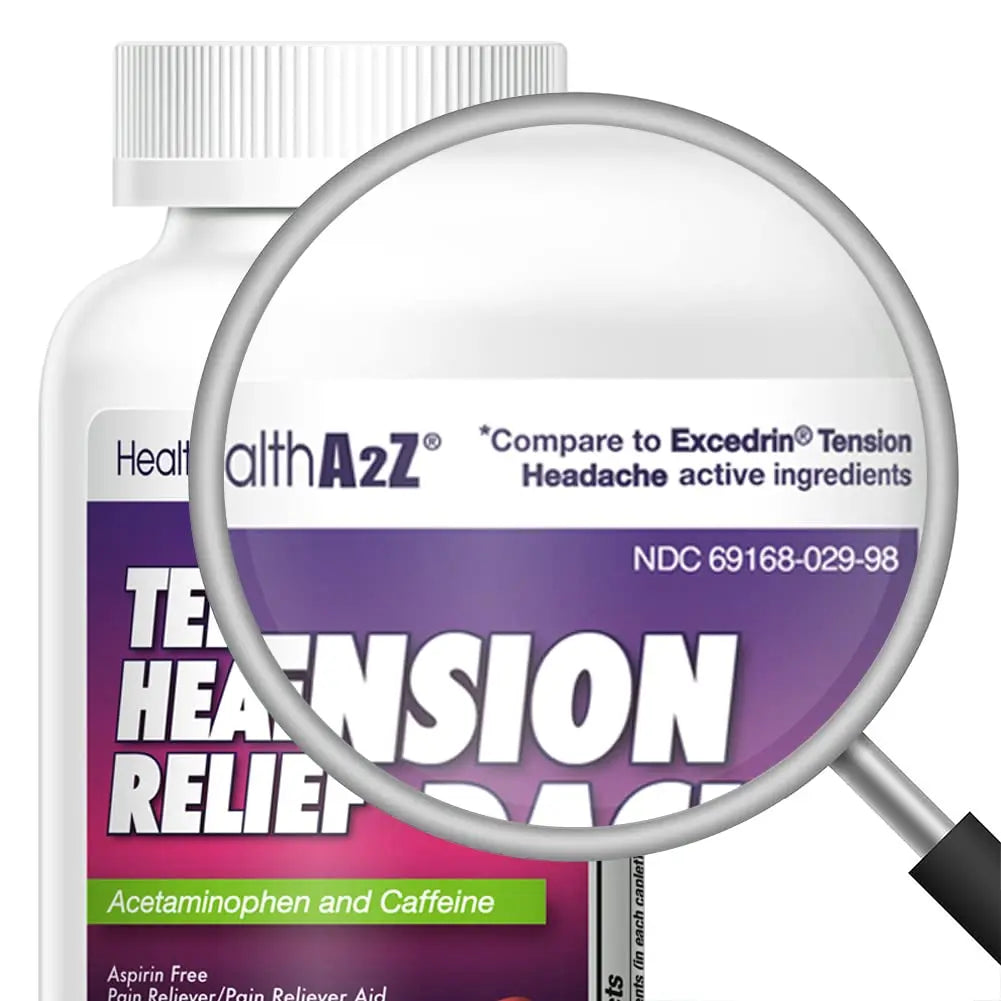 HealthA2Z® Tension Headache Relief | Acetaminophen 500mg | Caffeine 65mg | Pain Reliever Aid | Aspirin Free (200 caplets (Pack of 1)) HealthA2Z Au supplements
