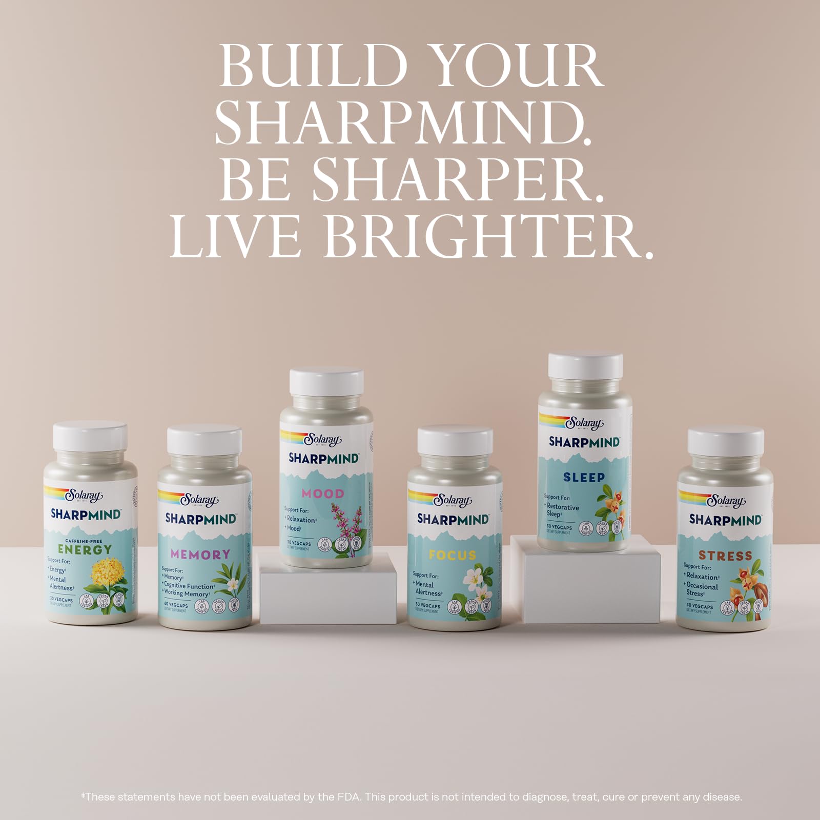 SOLARAY SharpMind Memory Formula - Brain Supplements for Memory and Focus - Cognivia, Gotu Kola & Chaga Mushroom Supplement - Ginkgo Biloba Alternative - 60-Day Guarantee - 30 Servings, 60 VegCaps SOLARAY Au supplements