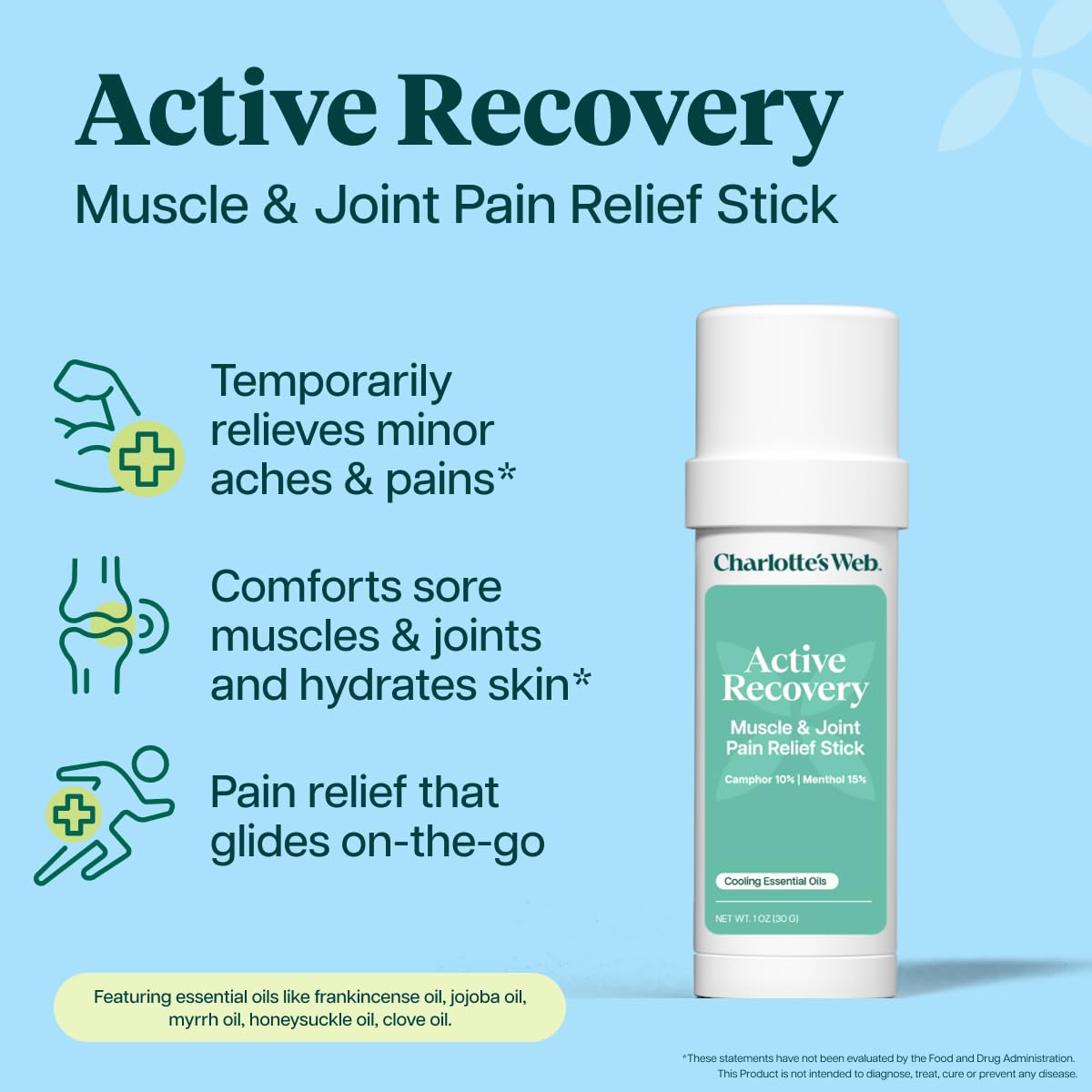 Charlotte's Web Active Recovery Muscle & Joint Pain Relief Stick 1oz Charlotte's Web Au supplements