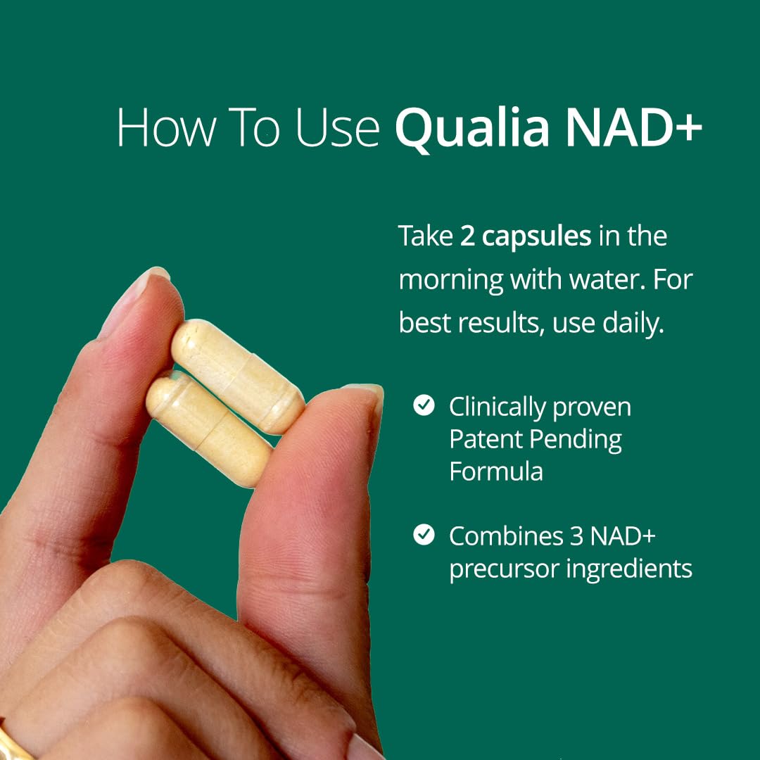 Qualia NAD Supplement — Clinically Proven to Boost NAD+ up to 67%. Optimized Aging, Energy, Focus. Elite Ingredients Nicotinamide Riboside (NIAGEN), Niacin, Niacinamide (1 Month Supply) QUALIA LIFE SCIENCES buy supplements Au