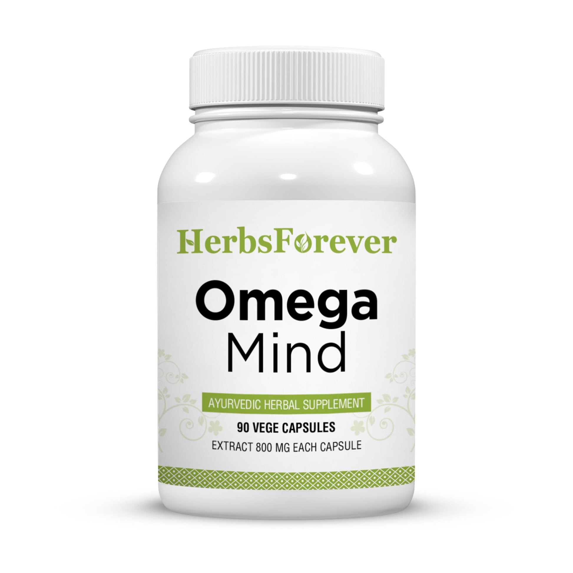 Herbsforever Omega Mind - Support Brain Function, Cognitive, Memory, Mental Clearity |Consentration,with Bacopa, Ashwagandha, Mucuna 10 Ayurvedic Herb Extracts|90 Veg Capsules|800 mg Herbsforever Au supplements
