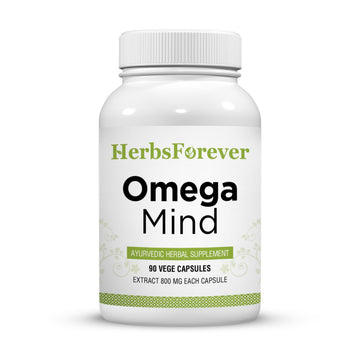 Herbsforever Omega Mind - Support Brain Function, Cognitive, Memory, Mental Clearity |Consentration,with Bacopa, Ashwagandha, Mucuna 10 Ayurvedic Herb Extracts|90 Veg Capsules|800 mg Herbsforever Au supplements