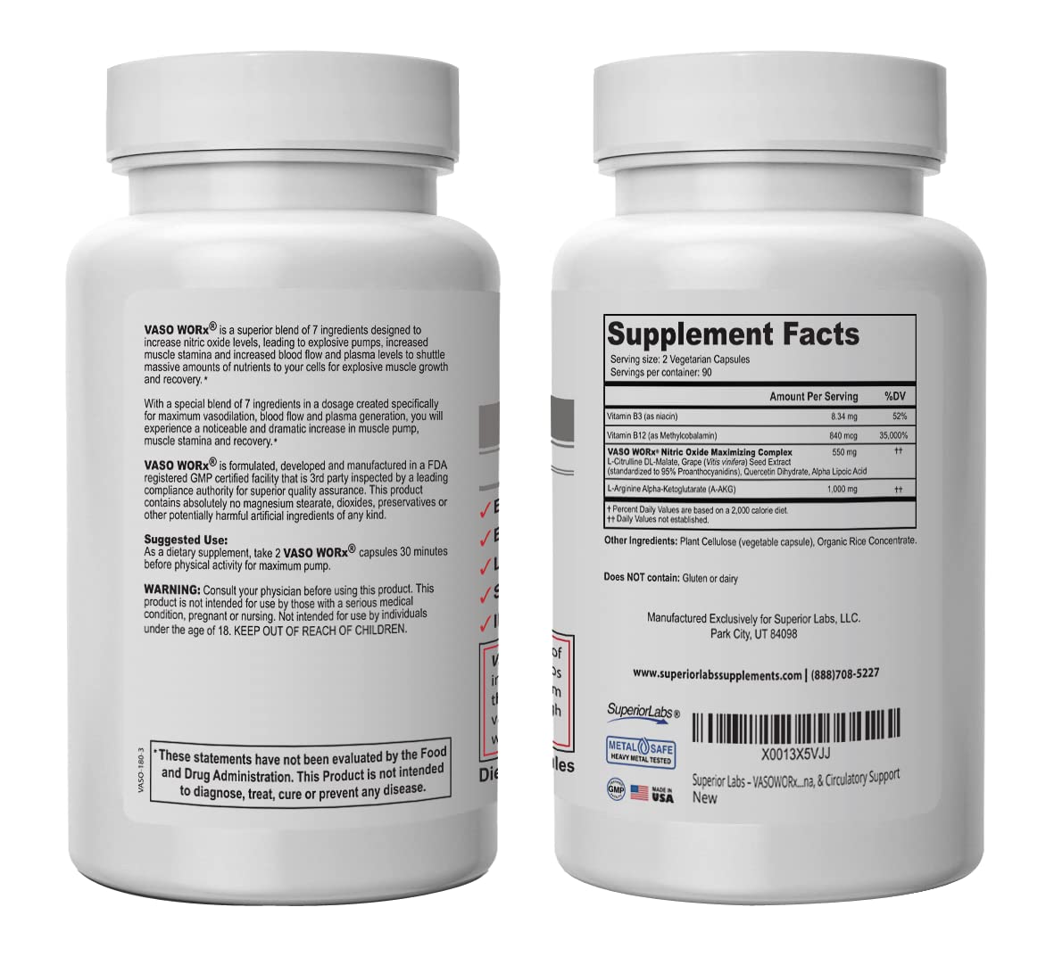 Superior Labs – VASOWORx  – Nitric Oxide Supplement – Extra Strength - 1,600 mg Superior Labs Au supplements