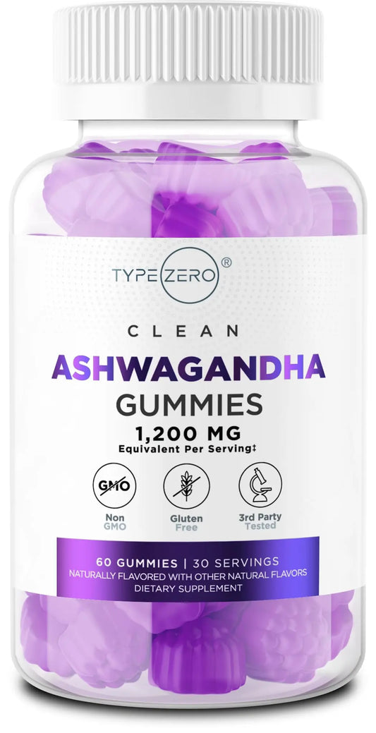 Type Zero Ashwagandha Gummies 60 Gummies for 30 Servings Per Bottle - Ashwagandha Herbal Extract Supplement, Gluten Free, GMO Free Type ZeroAU supplements