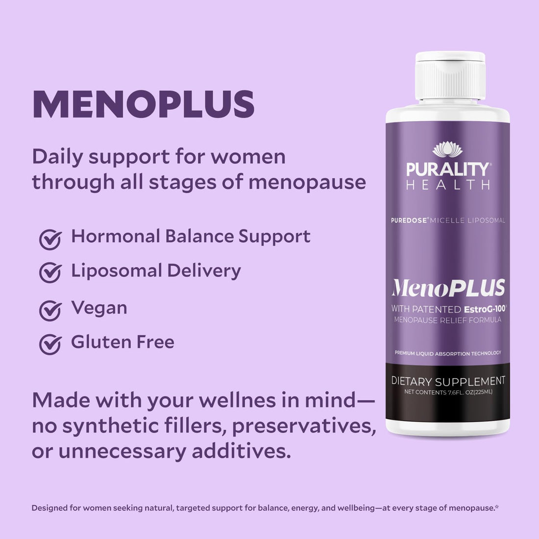 PURALITY HEALTH MenoPLUS Liposomal Menopause Supplement for Women | EstroG-100®, Vitamins D3, B6, B12 & K2 | Iodine | Hormonal Balance & Mood Support PURALITY HEALTH Au supplements