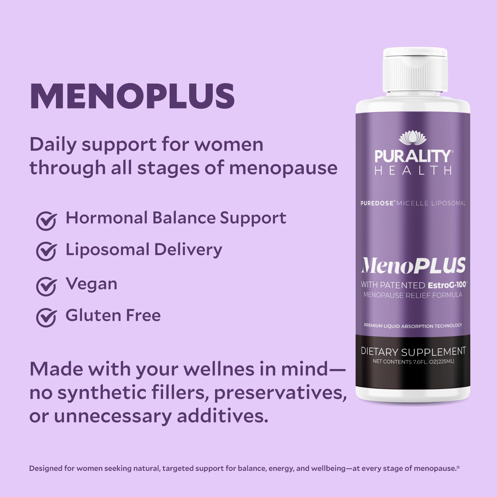 PURALITY HEALTH MenoPLUS Liposomal Menopause Supplement for Women | EstroG-100®, Vitamins D3, B6, B12 & K2 | Iodine | Hormonal Balance & Mood Support PURALITY HEALTH Au supplements