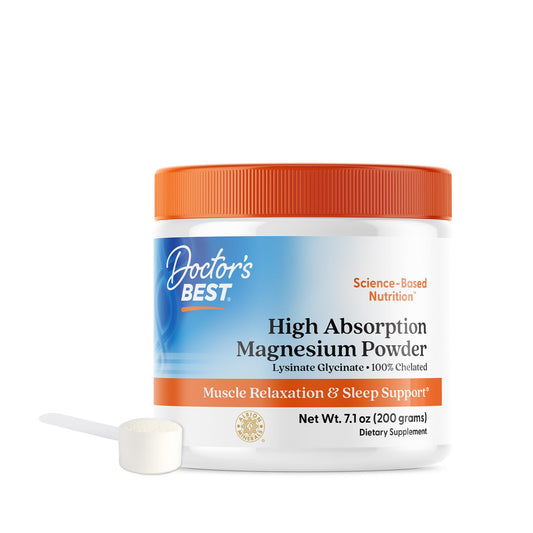 Doctor's Best High Absorption Magnesium Powder,White, 100% Chelated TRACCS, Not Buffered, Headaches, Sleep, Energy. Non-GMO, Vegan, Gluten Free, 200G, 7.1 Ounce (Pack of 1) Doctor's BESTAU supplements