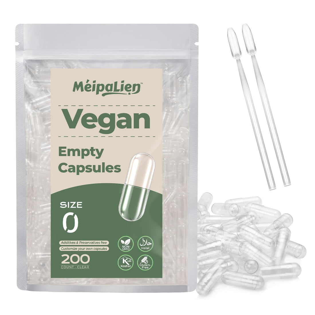 HPMC Empty Capsules Size 0-200 Clear Count Pill Capsules Empty - Plant-Based Cellulose | Vegetarian, Halal, Non-GMO | for DIY Supplement & Herbal Filling MéipaLien uk supplements