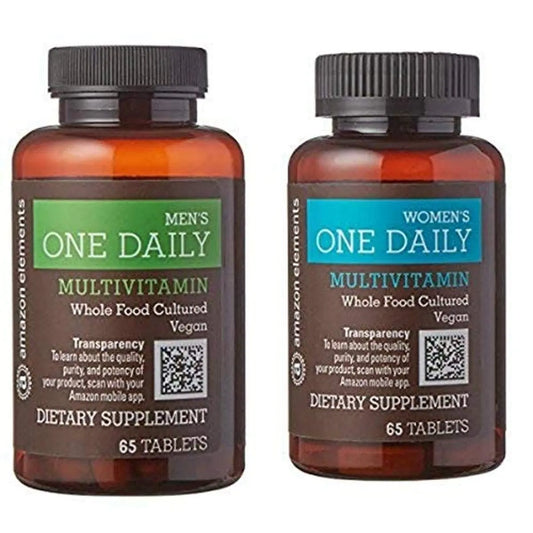 Amazon Elements Men's and Women's One Daily Multivitamins, Vegan, 65 Tablets, 2 month supply Amazon ElementsAU supplements