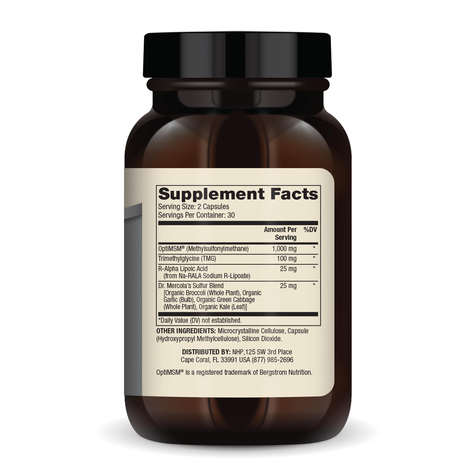 Dr. Mercola MSM Sulfur Complex - Joint Support & Cellular Health - OptiMSM - R-Alpha Lipoic Acid - TMG - Organic Sulfur Blend - 60 Capsules (30 Servings) Dr. Mercola Au supplements