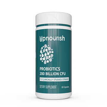 UpNourish Probiotics - 200 Billion CFUs for Men and Women, 15 Clinically Studied Strains, Prebiotics & Enzymes - 60 Vegan Capsules UpNourish Au supplements