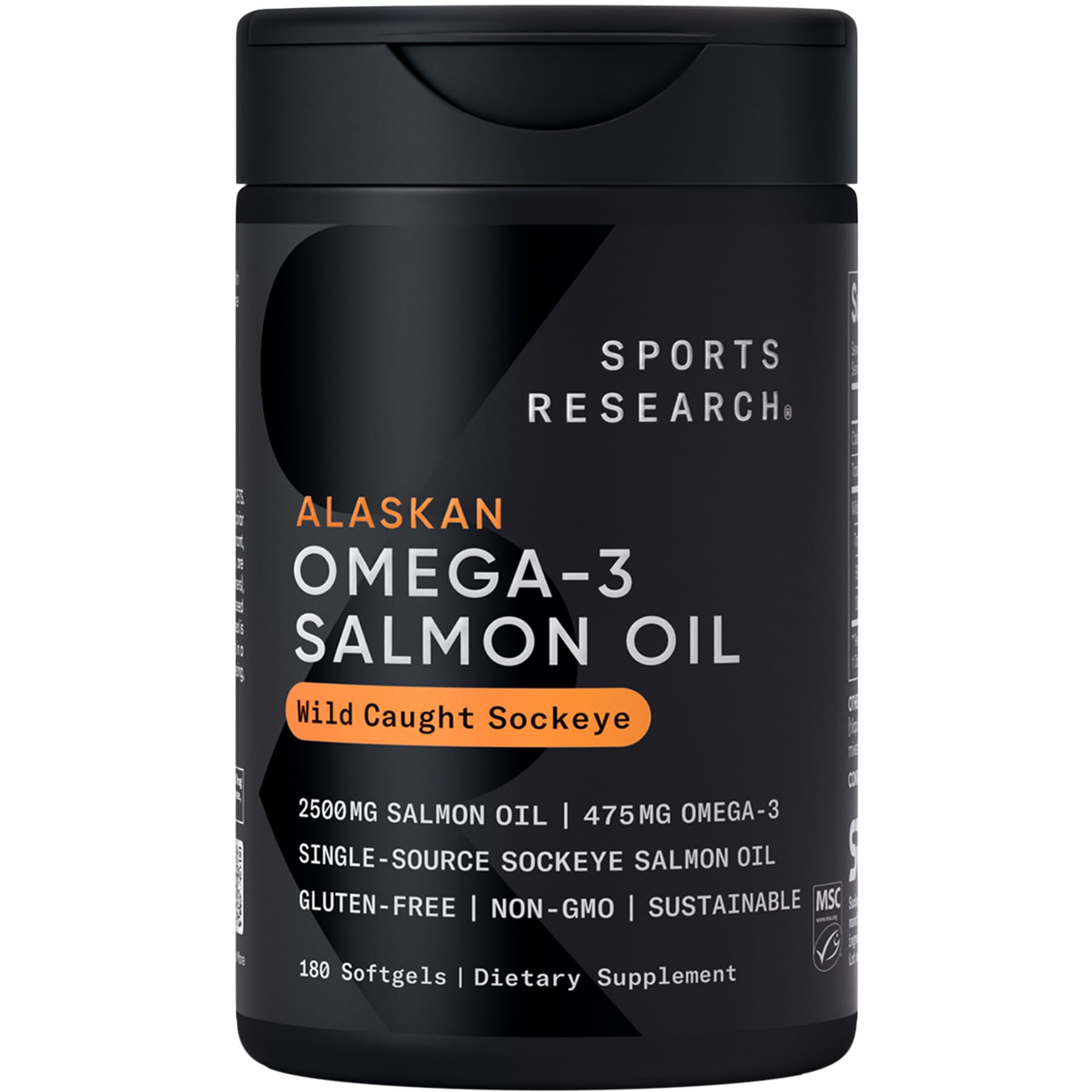 Sports Research® Salmon Oil - Single-Source Wild Alaskan Sockeye | 2500 mg per Serving w/EPA & DHA Fatty Acids | MSC Certified - 180 Count Softgels Sports Research Au supplements