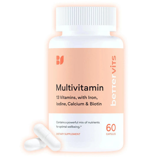 Bettervits Multivitamin for Women & Men | Womens Daily Multivitamin with 13 Essential Vitamins Iron, Iodine, Calcium and Biotin B BETTERVITSAU supplements