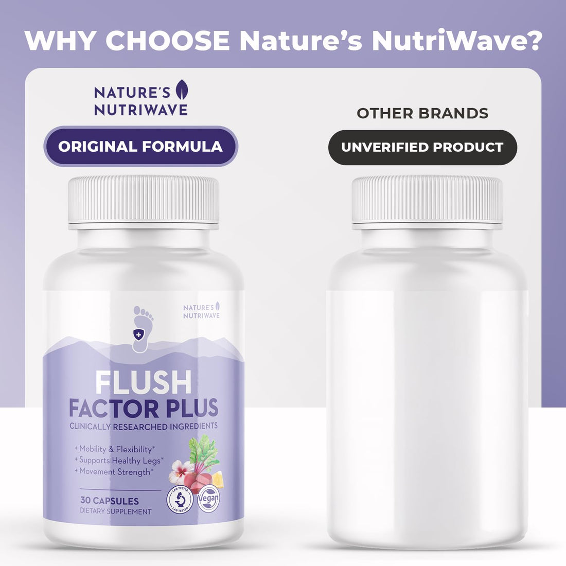 Nature’s NutriWave Flush Factor Plus - Original Formulated FlushFactorPlus for Leg Comfort, 100% Natural Ingredients, Made in USA, No Stimulants | 30 Capsules, 3 Month Supply Nature’s NutriWave Au supplements