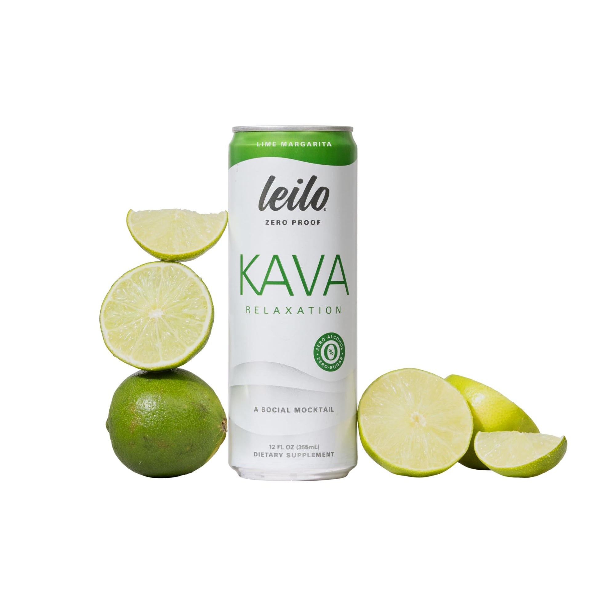 Leilo | Kava Powered Lime Margarita Mocktail Drink | Sugar-Free & Non-Alc Functional Relaxation Support | 12 fl oz Cans (Pack of 12) LEILO buy supplements Au