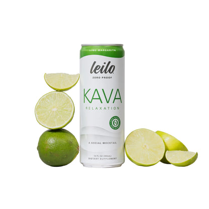 Leilo | Kava Powered Lime Margarita Mocktail Drink | Sugar-Free & Non-Alc Functional Relaxation Support | 12 fl oz Cans (Pack of 12) LEILO buy supplements Au