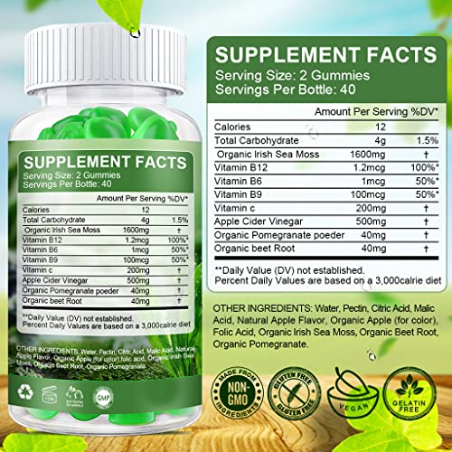 B BEWORTHS Apple Cider Vinegar & Sea Moss Gummies, Organic ACV Gummies B BEWORTHS Au supplements