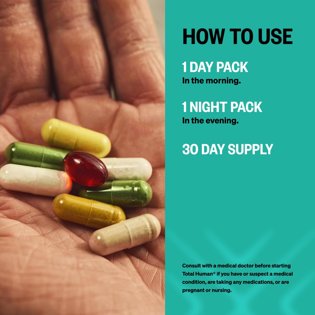 ONNIT Total Human Adult Multivitamin Comprehensive Capsule Packs with Day and Night Support, Daily Vitamin Packs for Men and Women, Dietary Supplement Capsules, 30-Day Supply, 60 Packs ONNIT Au supplements