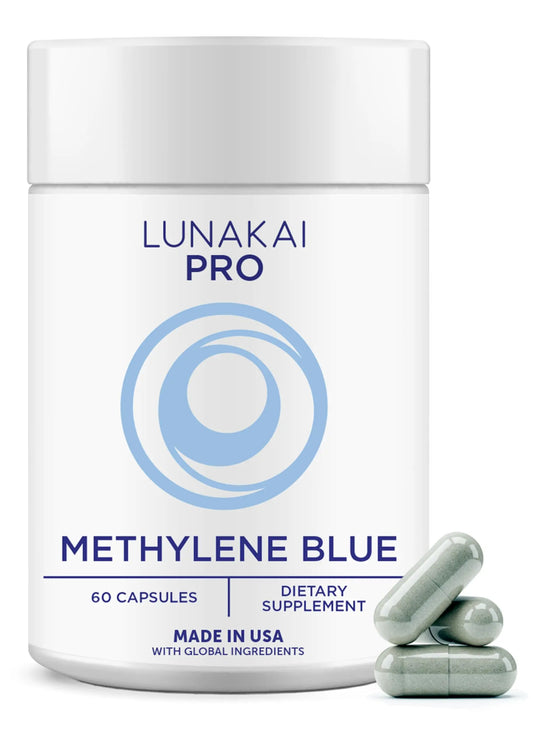 Lunakai PRO USA Made Methylene Blue Capsules Pharmaceutical Grade with Vitamin C, B6, B12 – 3rd-Party Tested Daily Brain & Focus Support Supplement for Humans, 60ct LunakaiAu supplements