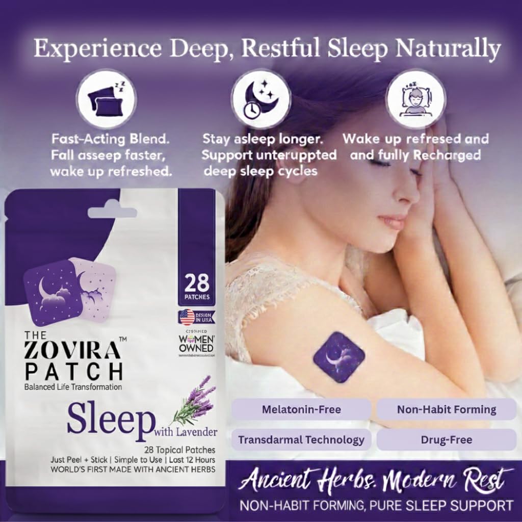 Zovira Sleep Patches for Adults, Melatonin Free with Lavender & Magnesium | Time-Release Transdermal, Aromatherapy Sleep Aid | Non-Habit Forming, Hypoallergenic, All-Night Restorative Sleep | 28 Count ZOVIRA Au supplements