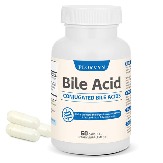 Florvyn Conjugated Bile Acid Supplement 1000mg – Supports Fat Digestion & Absorption of Fats & Fat-Soluble Nutrients, Gut Comfort & Nutrient Utilization, 60 Capsules, 30 Day Supply FlorvynAu supplements