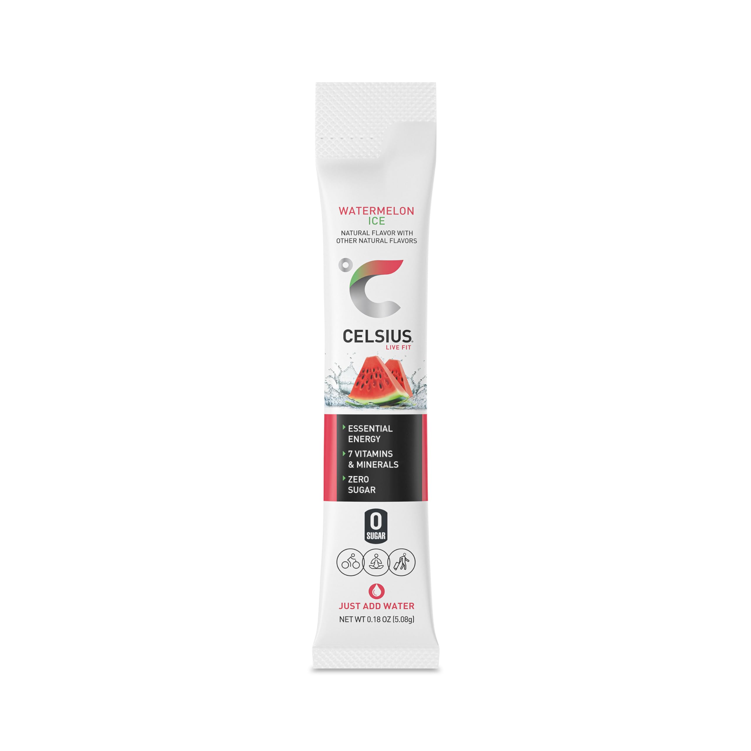 CELSIUS On-the-Go Powder Sticks Watermelon Ice, Essential Energy (14 Sticks per Pack) CELSIUS Au supplements