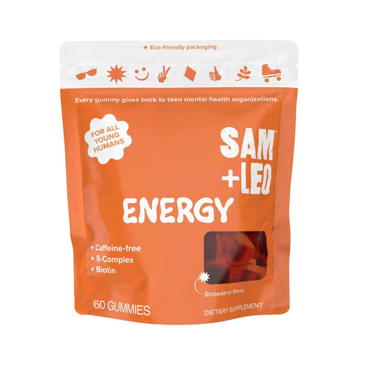 SAM+LEO Vitamin B Complex Gummies with Biotin for Kids & Teens - Caffeine-Free Focus & Energy Support Supplement Gummies | SAM+LEOUS supplements