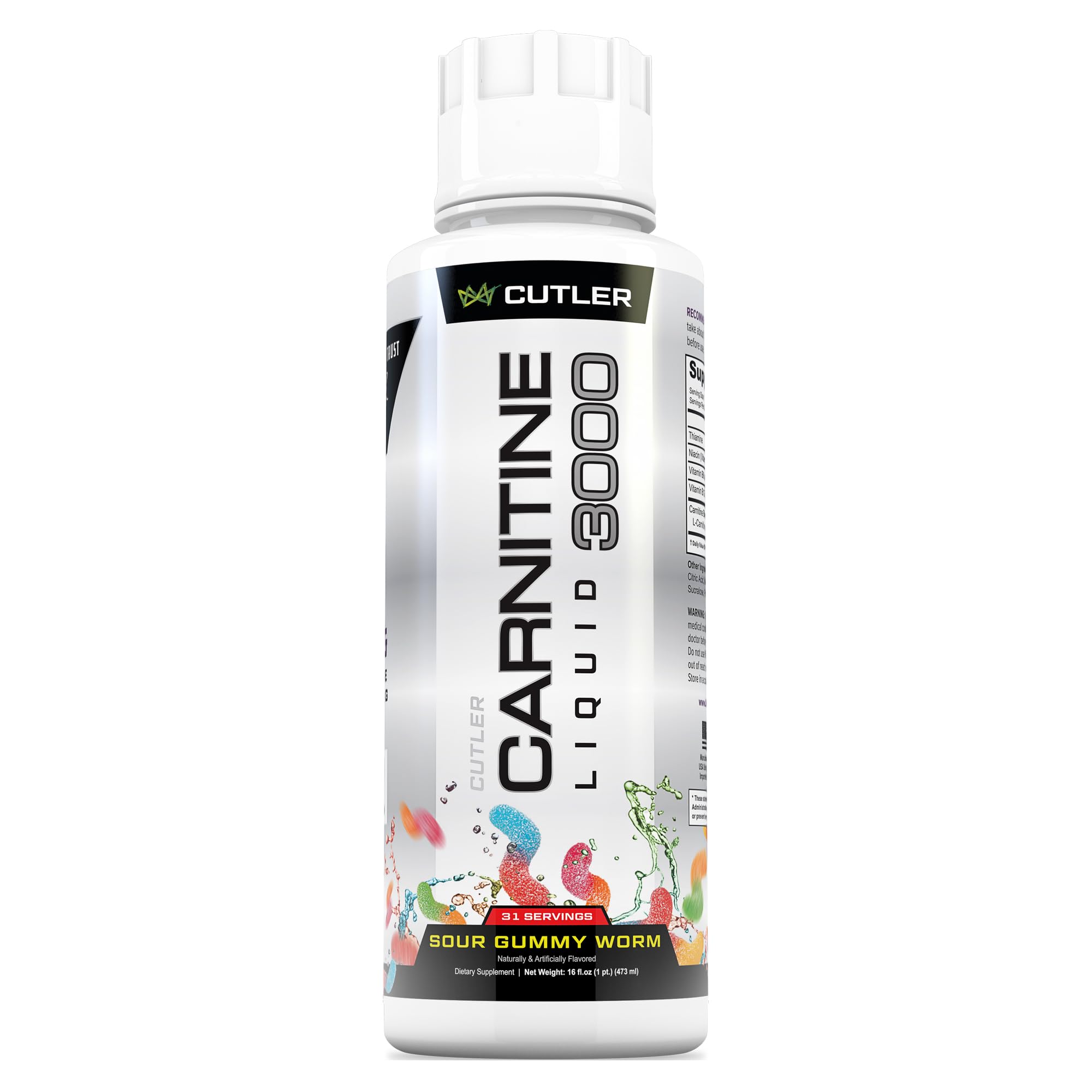 Cutler Nutrition Liquid L-Carnitine Fat Burner Supplement with Acetyl L-Carnitine & L-Carnitine Tartrate - Fat Burner Formula for Optimal Absorption,