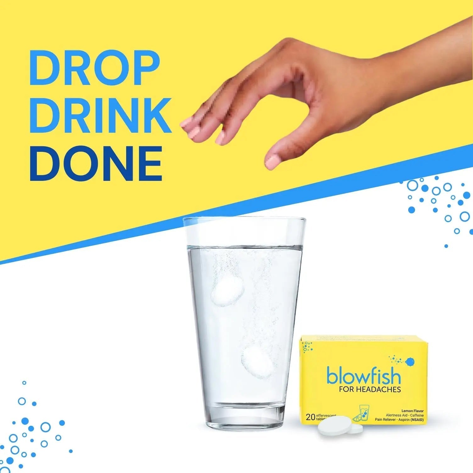 Blowfish for Headaches | Maximum Strength Effervescent Pain Relief Tablets – Treats Headaches Fast, 2X Faster Than Pills – Lemon Flavor (2 Pack) Blowfish Au supplements