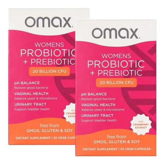 2 Pack Omax Prebiotics & Probiotics for Women, pH Balance, Vaginal Health, Urinary Tract, Yeast Omax3AU supplements