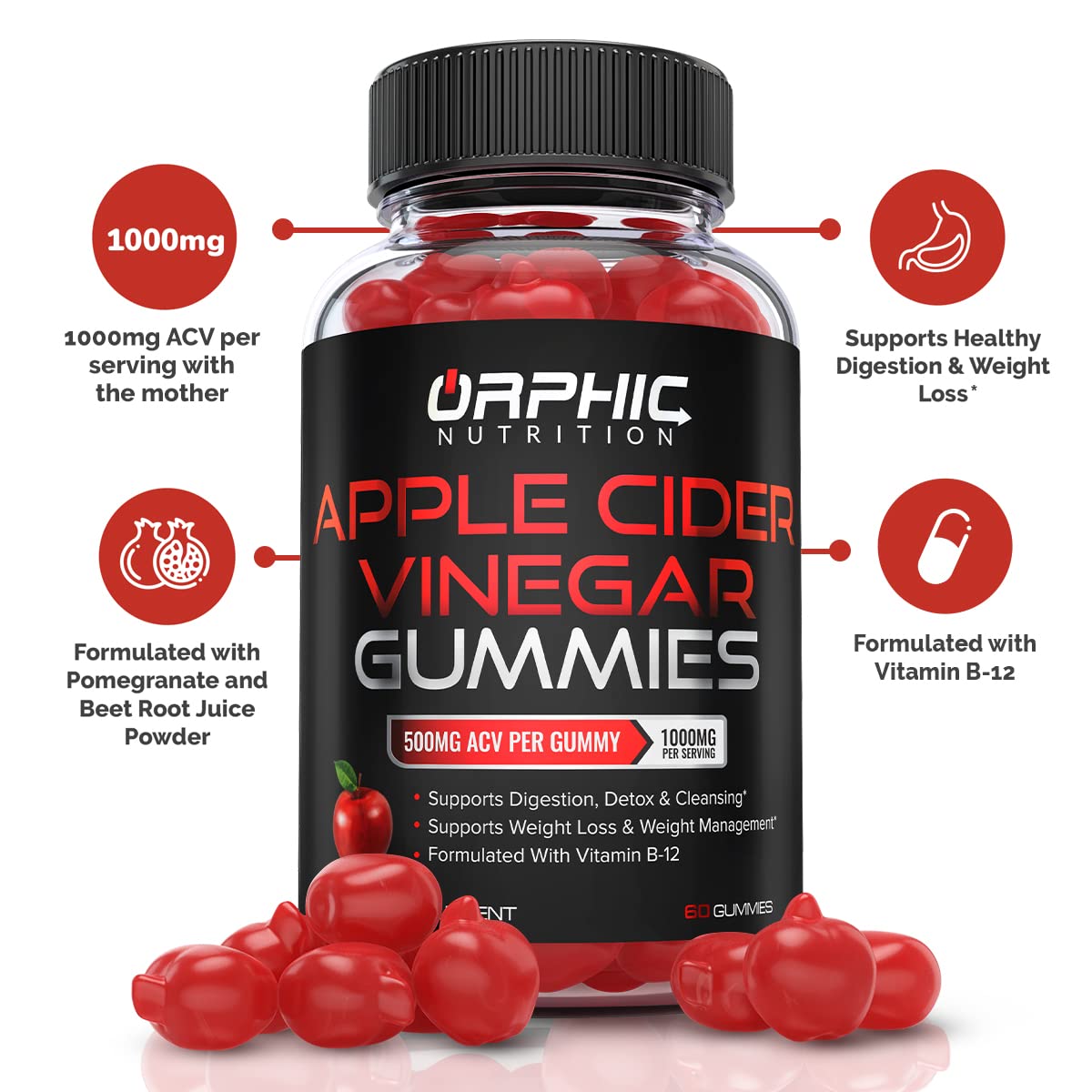 Apple Cider Vinegar Gummies - 1000mg - Formulated to Support Weight ORPHIC NUTRITION Au supplements