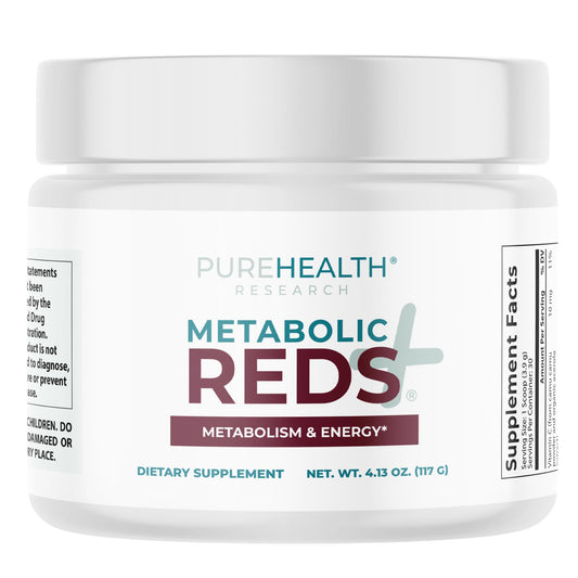 PUREHEALTH RESEARCH Metabolic Reds - Organic Superfood Powder Supplement - Fruit, Veggie, Adaptogenic, Probiotic Blends & More - for Metabolism & Energy Support - 4.13 Oz. - 30 Servings PUREHEALTH RESEARCHAu supplements