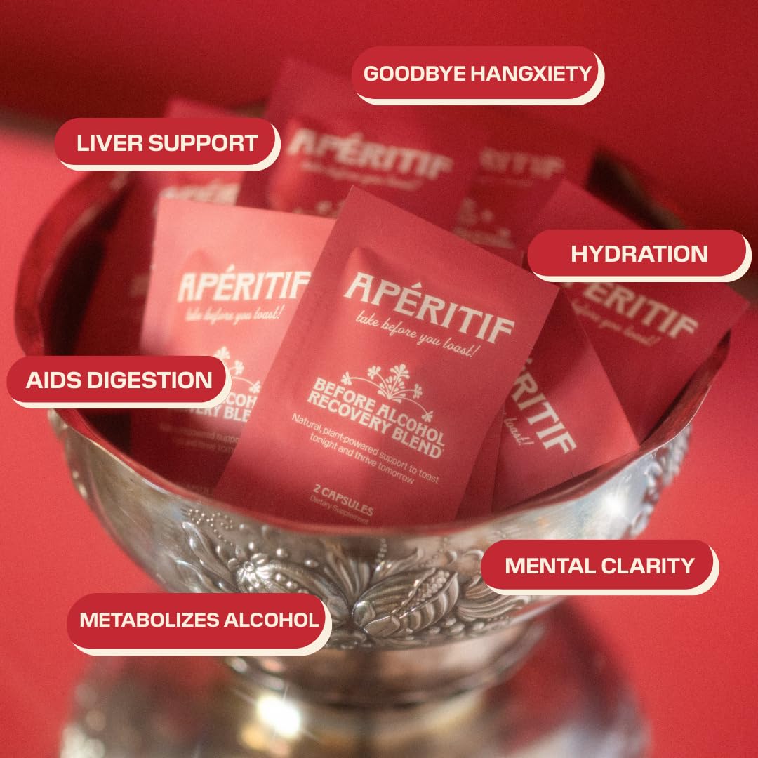 Apéritif Before Alcohol Recovery Supplement - DHM (Dihydromyricetin), Milk Thistle, Turmeric & B Vitamins - Hydration & Liver Support for Morning Clarity Apéritif Health Au supplements