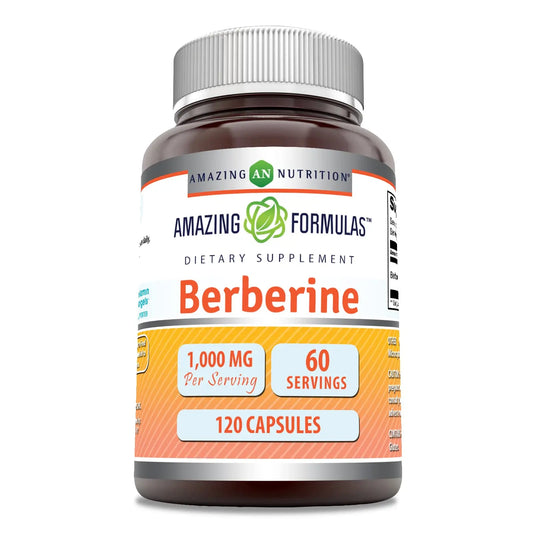 Amazing Formulas Berberine 1000mg Per Serving 120 Capsules Supplement | Non GMO Amazing NutritionAU supplements