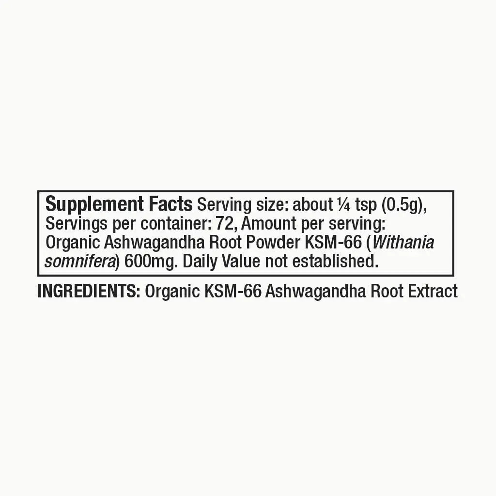 Moon Juice Organic Ashwagandha Supplement - Ashwagandha KSM-66 Root Powder Extract (15:1 Full-Spectrum) for Stress, Focus & Mood - Vegan, Non-GMO, Gluten-Free - 1.3 oz, 72 Servings Moon Juice Au supplements