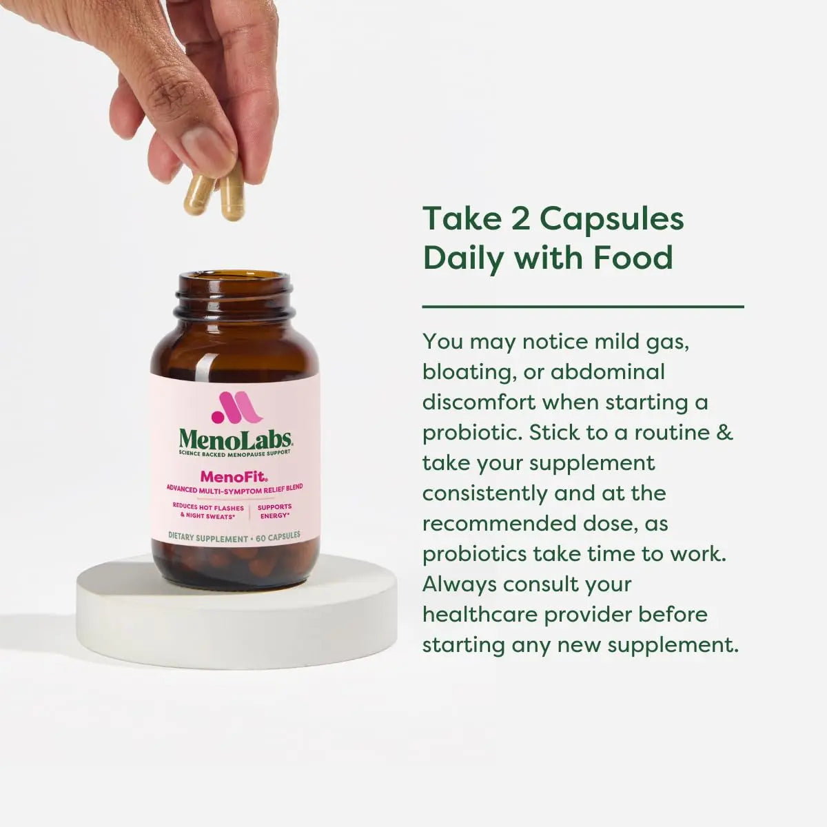 MENOLABS MenoFit, Menopause Supplements for Women - 60 Capsules - Advanced Women’s Probiotic with Vitamins and Red Clover for Gut Health, Hot Flashes and Hormone Balance for Women MENOLABSAU supplements
