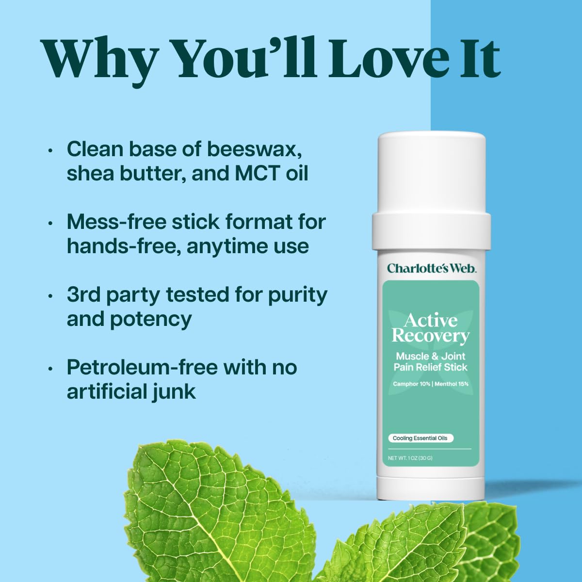 Charlotte's Web Active Recovery Muscle & Joint Pain Relief Stick 1oz Charlotte's Web Au supplements