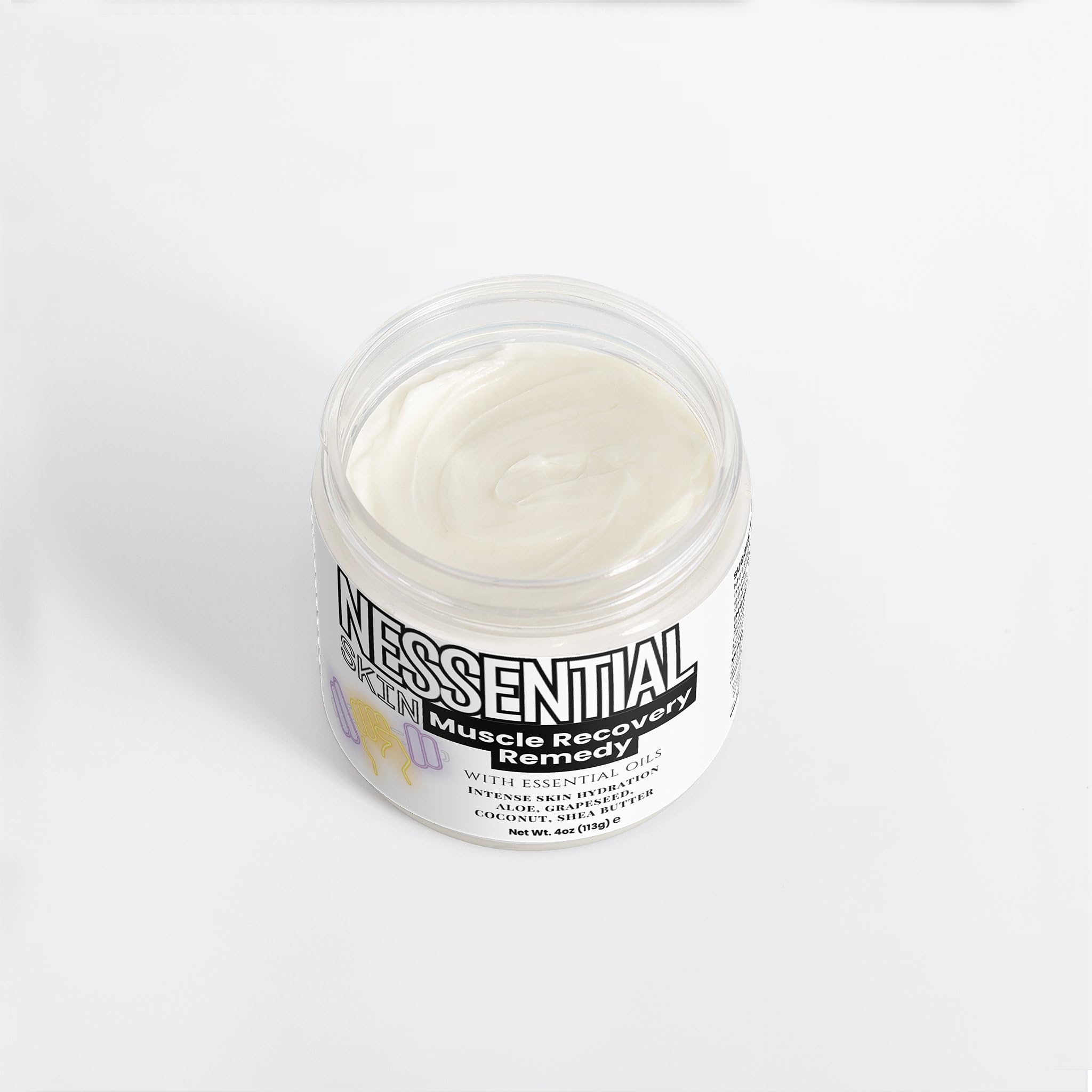 Nessential Skin Muscle Recovery Remedy with Essential Oils, Intense Hydration Cream, Natural Ingredients, Aloe, Grapeseed, Coconut, Shea Butter, 4 oz Nessential Skin Au supplements