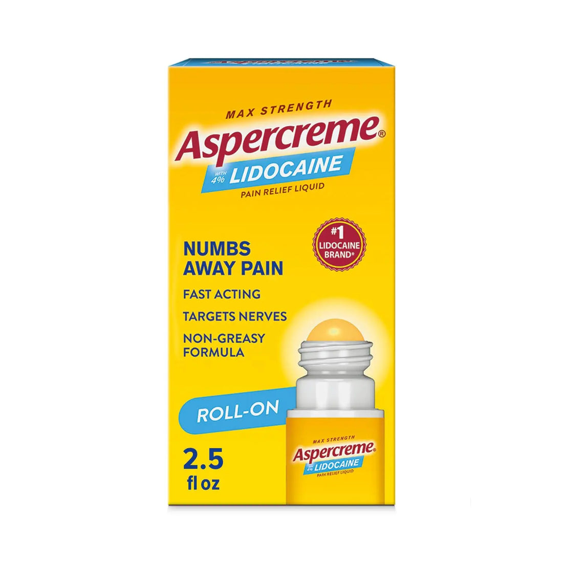Aspercreme Odor Free Max Strength Lidocaine Pain Relief Liquid with Roll-On No Mess Applicator, 2.5 oz. Aspercreme uk supplements