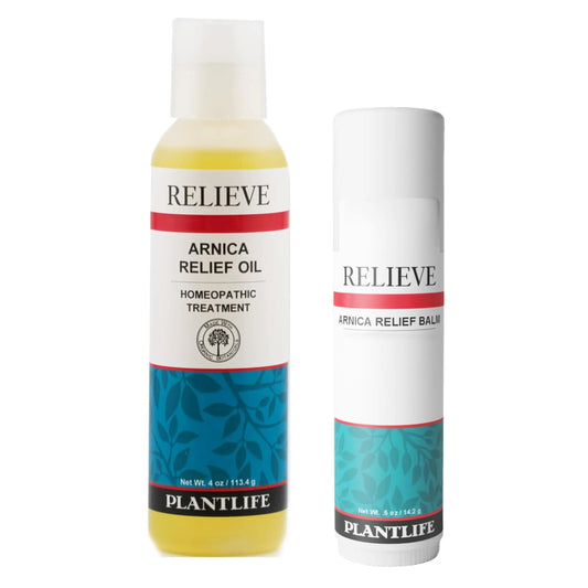 Plantlife Arnica Relieve Oil and Balm Bundle - Relieve Products are a Homeopathic Solution for Everyday Use - Works Quickly and Effectively - Made in California PlantlifeAU supplements