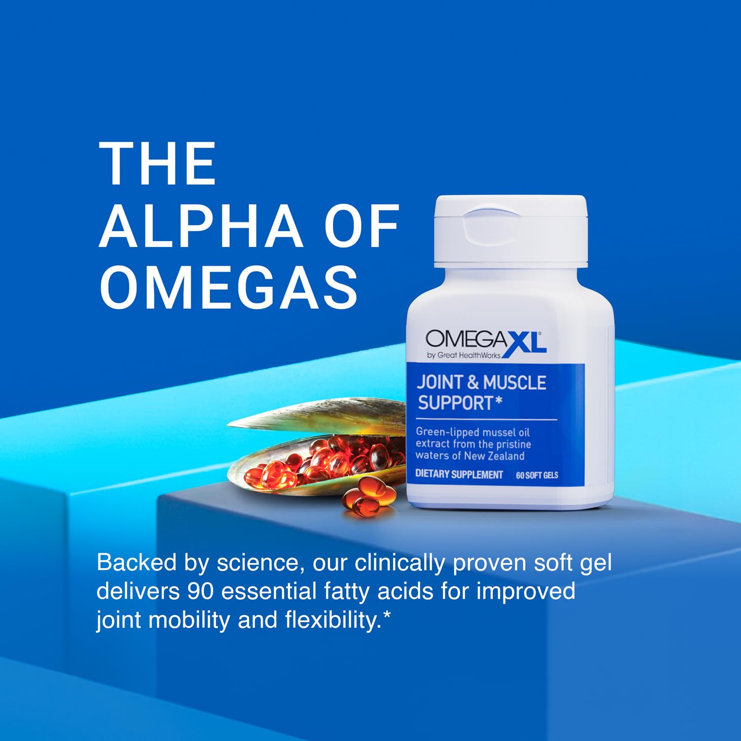 OmegaXL Joint Support Supplement - Natural Muscle Support, Green Lipped Mussel Oil, Soft Gel Pills, Drug-Free, 120 Count OmegaXL Au supplements