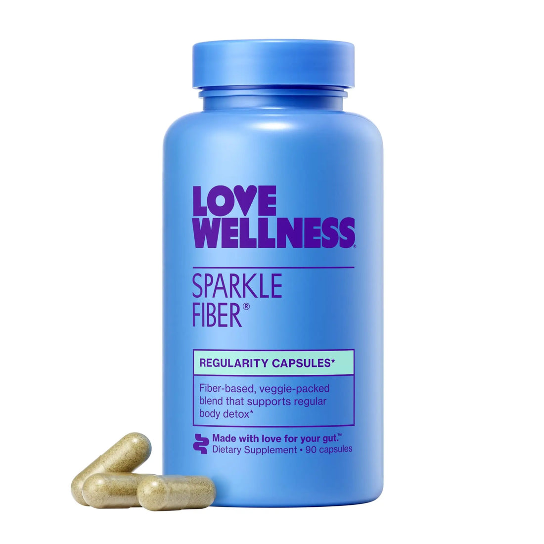 Love Wellness Sparkle Fiber | Fiber Supplement with Digestive Enzymes | Greens Superfood Powder & Psyllium Husk Powder | Promotes Gut Health for Women | Regularity & Bloating Relief | 90 Count Love Wellness Au supplements