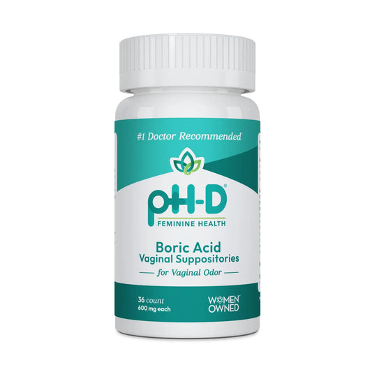 pH-D Feminine Health Support - 600 mg Boric Acid Suppositories - Woman Owned - for Vaginal Odor Use - 36 Count pH-D Feminine Health SupportAU supplements